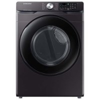 Samsung - 7.5 Cu. Ft. Stackable Smart Electric Dryer with Sensor Dry - Brushed Black - Front_Zoom