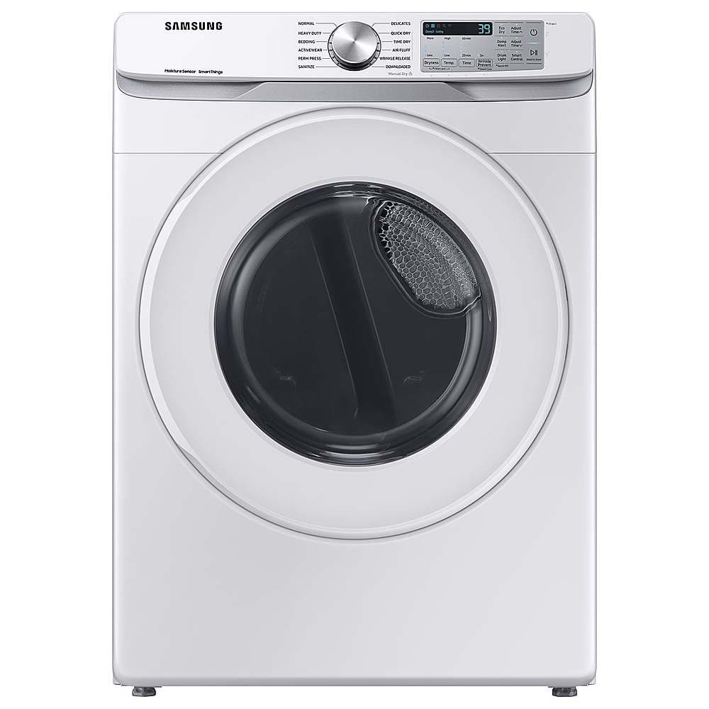 Samsung - 7.5 Cu. Ft. Stackable Smart Gas Dryer with Sensor Dry - White - Front_Zoom