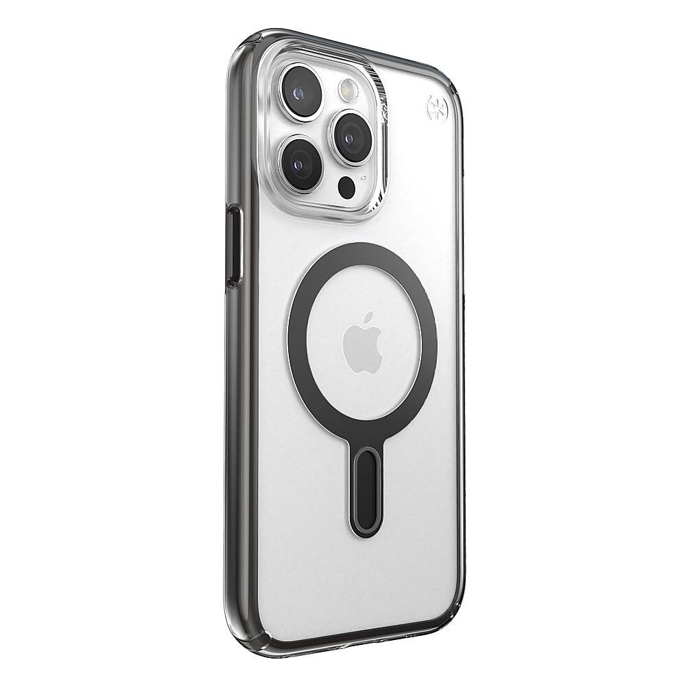 Angle. Speck - Presidio Perfect-Clear ClickLock Case with MagSafe for Apple iPhone 15 Pro Max - Clear/Black.