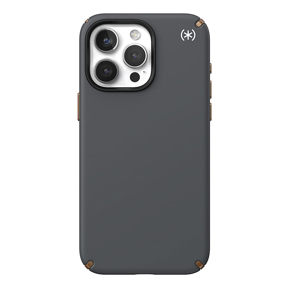 Front. Speck - Presidio2 Pro Case with MagSafe for Apple iPhone 15 Pro Max - Charcoal Gray.