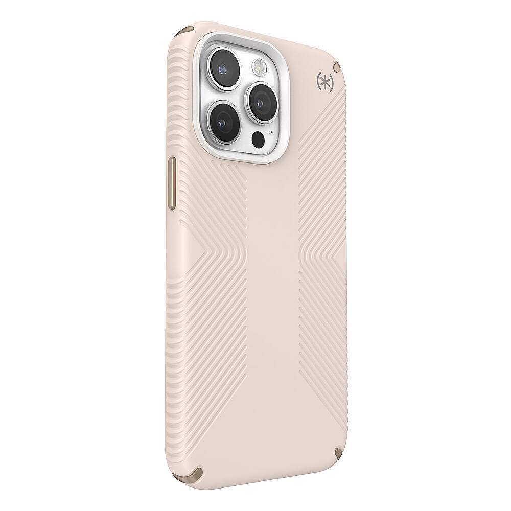 Angle. Speck - Presidio2 Grip Case for Apple iPhone 15 Pro Max - Bleached Bone.