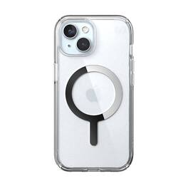 Speck - Presidio Perfect-Clear Case with MagSafe for Apple iPhone 15/14/13, Wireless Charging, 13ft Drop Protection, Extra Grip - Clear/Chrome