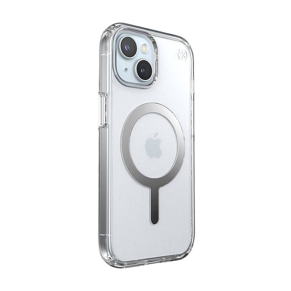 Alt View 1. Speck - Presidio Perfect-Clear Case with MagSafe for Apple iPhone 15/14/13 - Clear/Chrome.