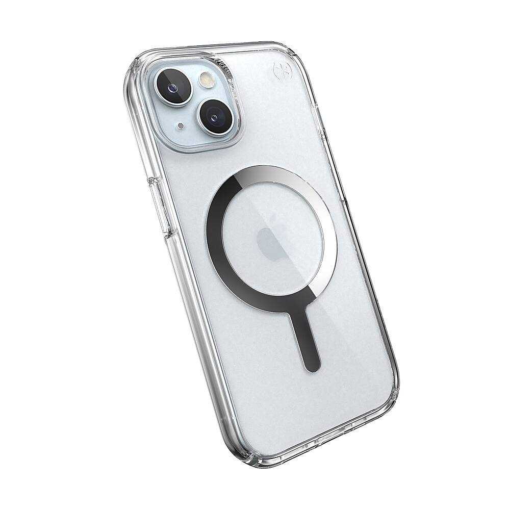 Alt View 2. Speck - Presidio Perfect-Clear Case with MagSafe for Apple iPhone 15/14/13 - Clear/Chrome.