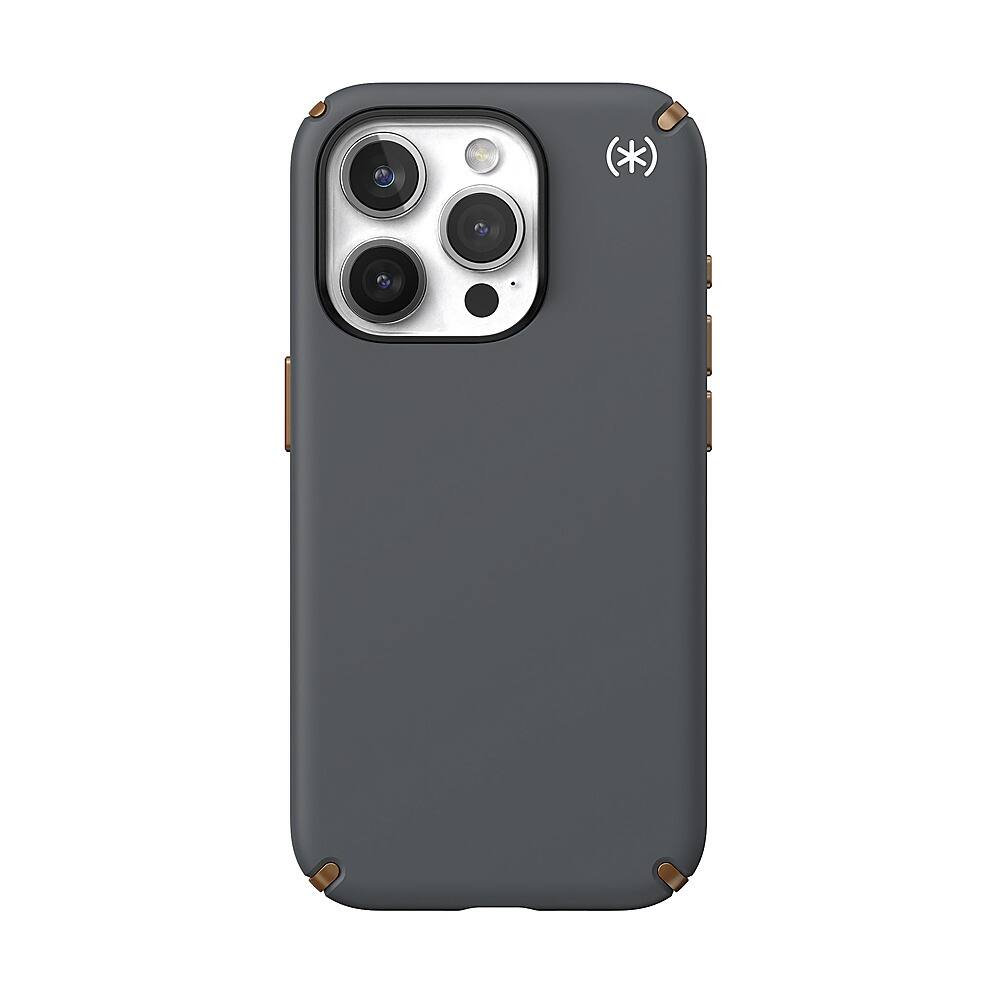 Front. Speck - Presidio2 Pro Case with MagSafe for Apple iPhone 15 Pro - Charcoal Gray.