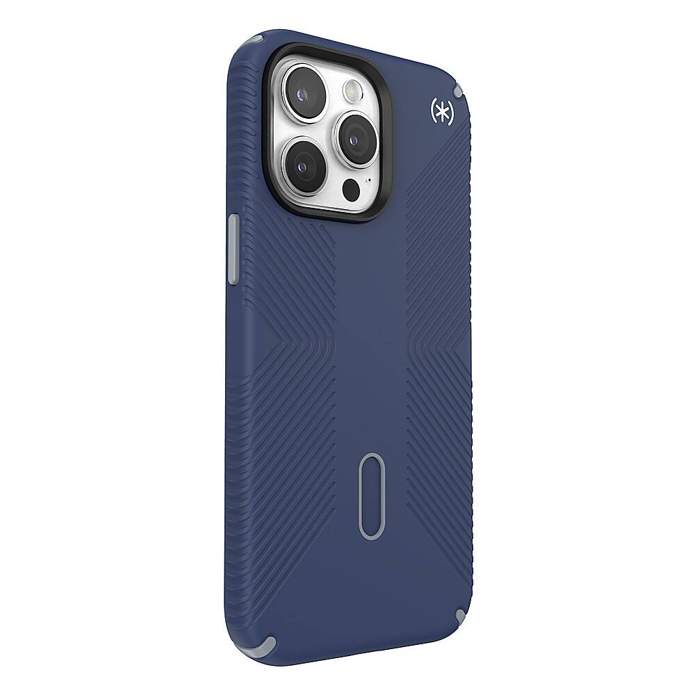 Angle. Speck - Presidio2 Grip ClickLock Case with MagSafe for Apple iPhone 15 Pro Max - Coastal Blue.