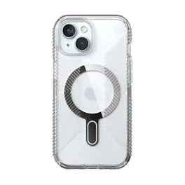 Speck - Presidio Perfect-Clear Grip ClickLock Case with MagSafe for Apple iPhone 16e/15/14/13 - Clear/Chrome