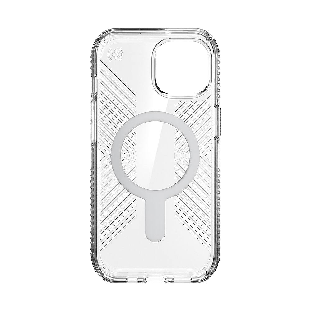 Alt View 11. Speck - Presidio Perfect-Clear Grip ClickLock Case with MagSafe for Apple iPhone 15/14/13 - Clear/Chrome.