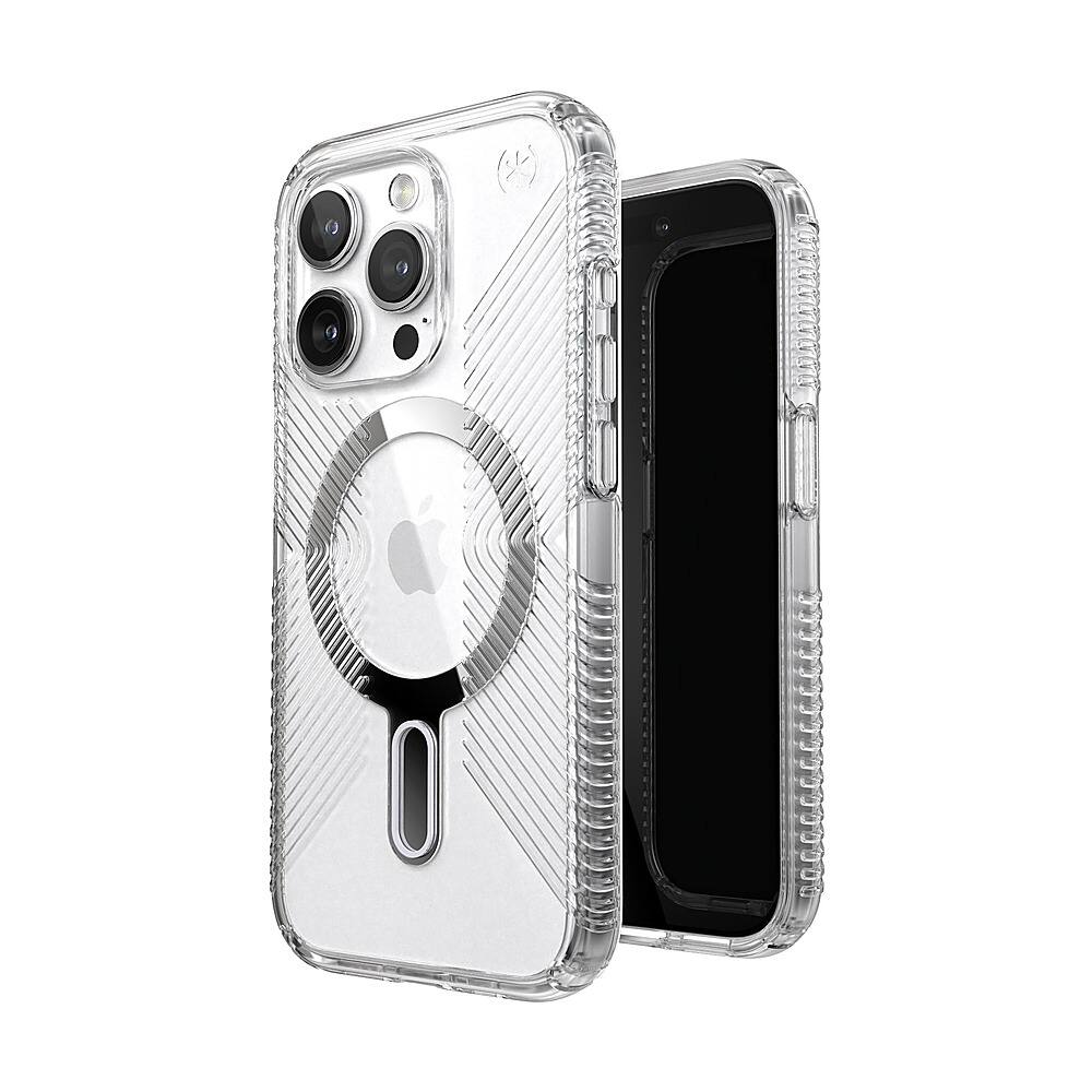 Alt View 1. Speck - Presidio Perfect-Clear Grip ClickLock Case with MagSafe for Apple iPhone 15 Pro - Clear/Chrome.