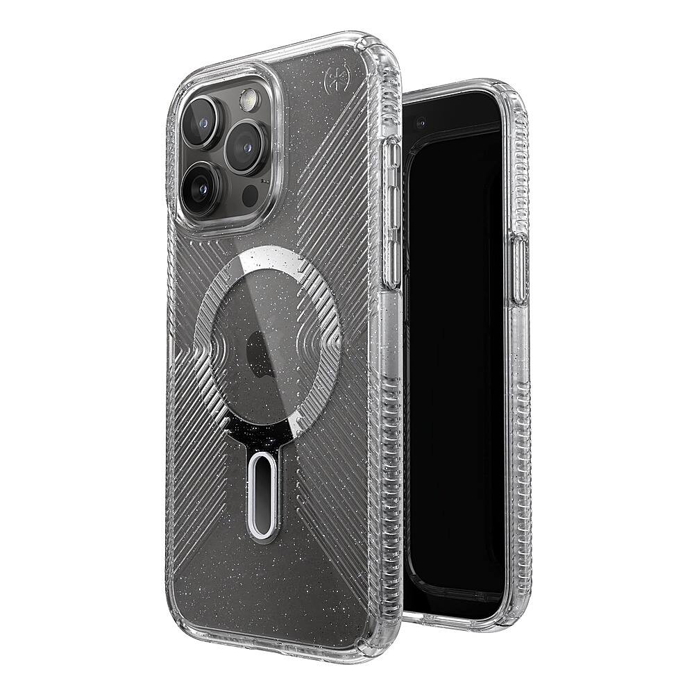 Alt View 1. Speck - Presidio Lux Grip ClickLock Case with MagSafe for Apple iPhone 15 Pro Max - Clear/Glitter.