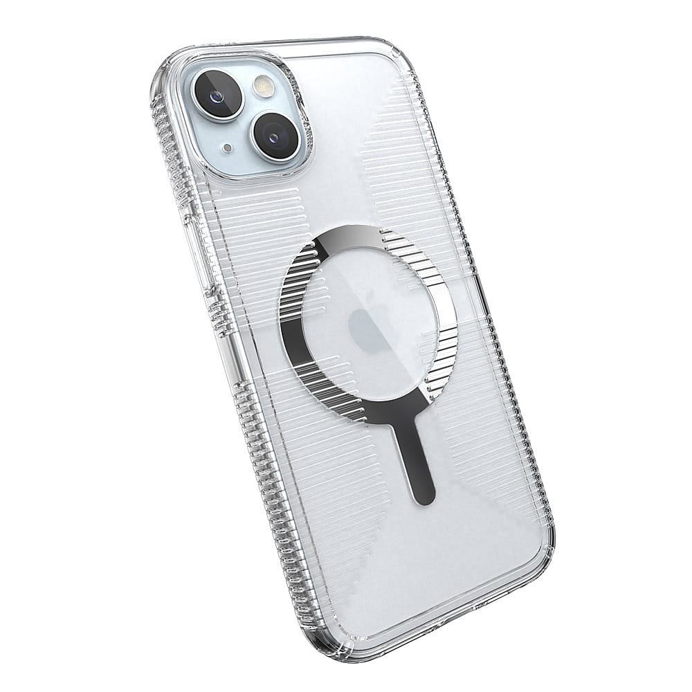 Alt View 2. Speck - Gemshell Grip Case with MagSafe for Apple iPhone 15 Plus/14 Plus - Clear/Chrome.