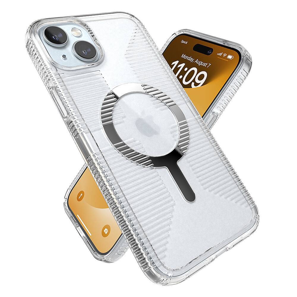Alt View 3. Speck - Gemshell Grip Case with MagSafe for Apple iPhone 15 Plus/14 Plus - Clear/Chrome.