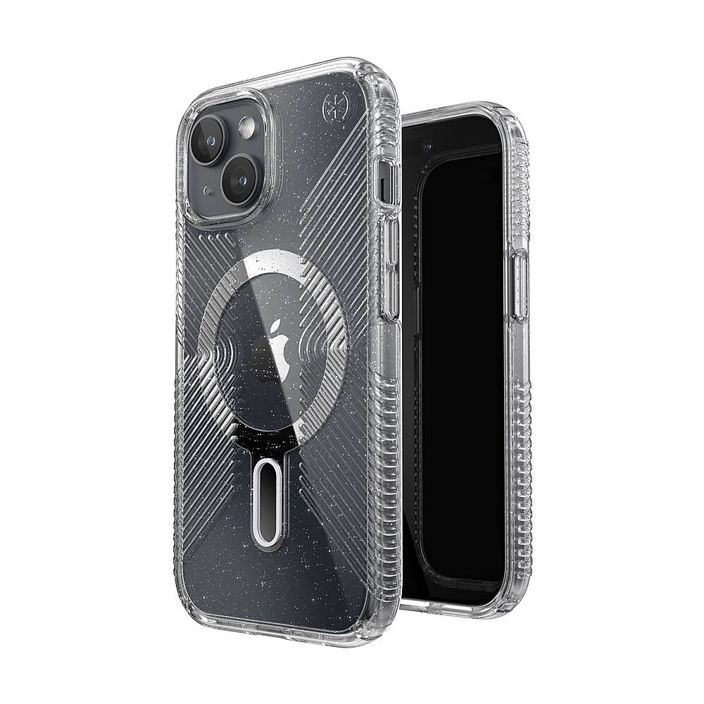Alt View 1. Speck - Presidio Lux Grip ClickLock Case with MagSafe for Apple iPhone 15/14/13 - Clear/Glitter.
