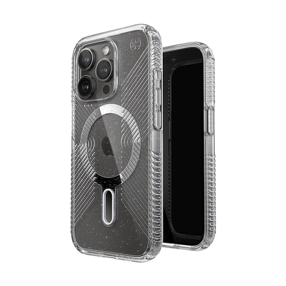 Alt View 1. Speck - Presidio Lux Grip ClickLock Case with MagSafe for Apple iPhone 15 Pro - Clear/Glitter.