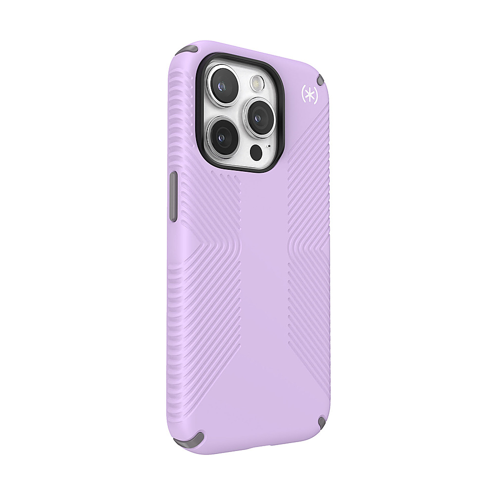 Angle View: Speck - Presidio2 Grip Case with MagSafe for Apple iPhone 15 Pro - Spring Purple