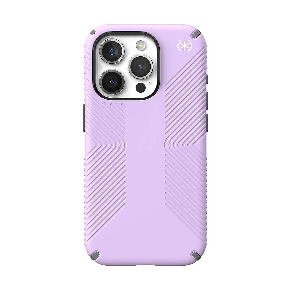 Front. Speck - Presidio2 Grip Case with MagSafe for Apple iPhone 15 Pro - Spring Purple.