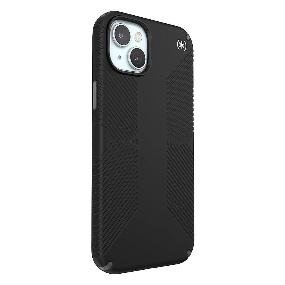 Angle. Speck - Presidio2 Grip Case for Apple iPhone 15 Plus/14 Plus - Black.