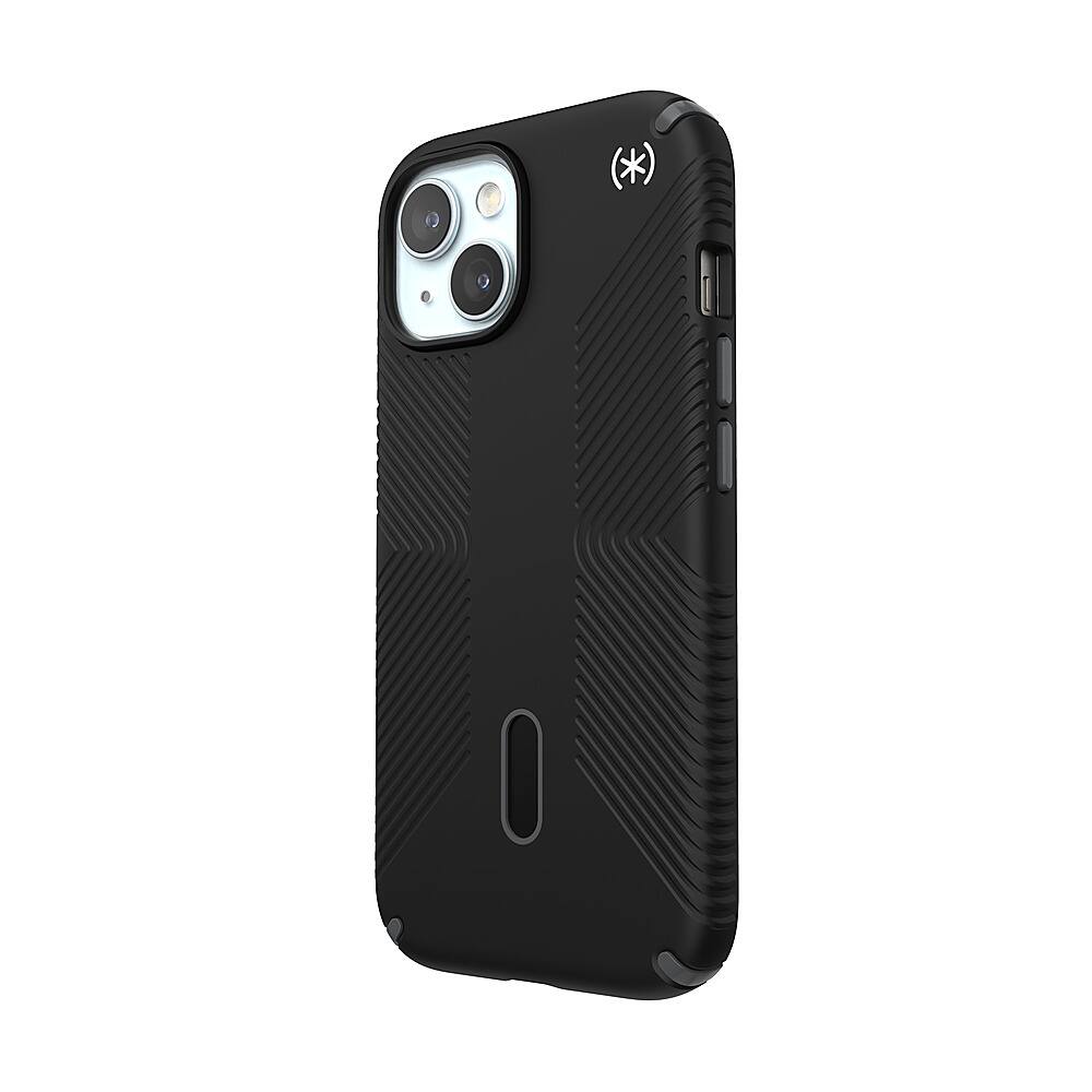 Left. Speck - Presidio2 Grip ClickLock Case with MagSafe for Apple iPhone 16e/15/14/13 - Black.
