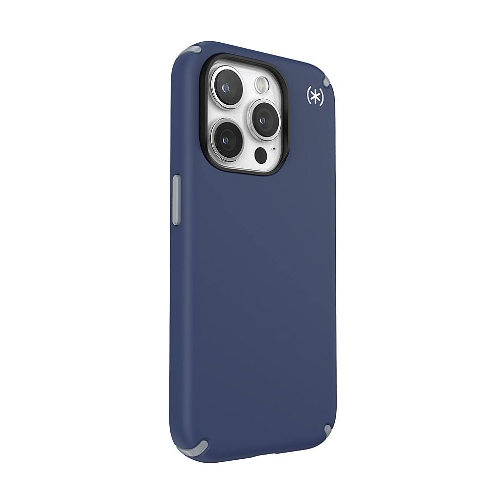 Angle. Speck - Presidio2 Pro Case with MagSafe for Apple iPhone 15 Pro - Coastal Blue.