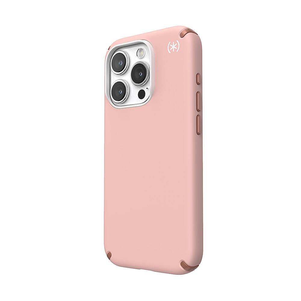 Left. Speck - Presidio2 Pro Case with MagSafe for Apple iPhone 15 Pro - Dahlia Pink.