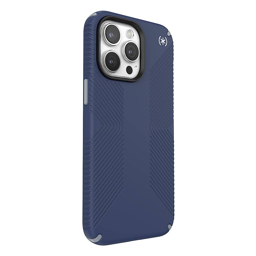 Angle. Speck - Presidio2 Grip Case for Apple iPhone 15 Pro Max - Coastal Blue.