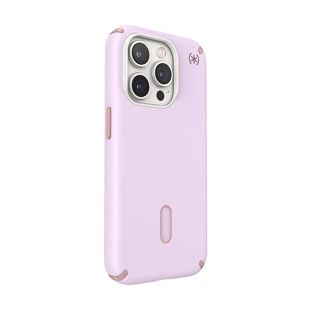 Angle View: Speck - Presidio2 Pro ClickLock Case with MagSafe for Apple iPhone 15 Pro - Soft Lilac