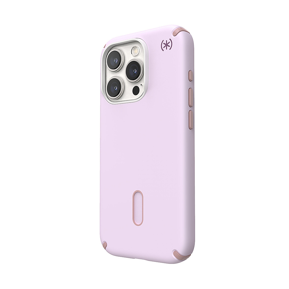 Left View: Speck - Presidio2 Pro ClickLock Case with MagSafe for Apple iPhone 15 Pro - Soft Lilac