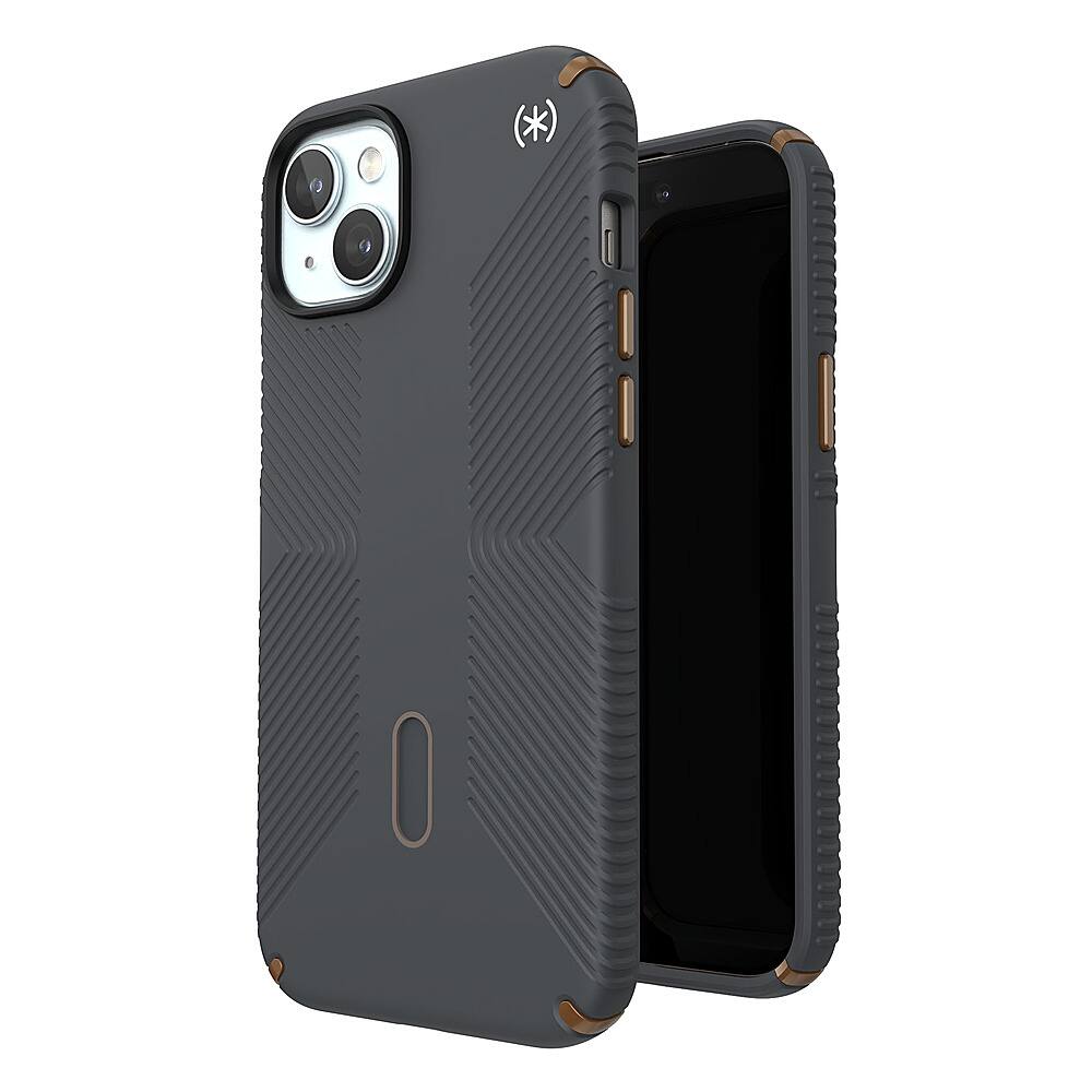 Alt View 1. Speck - Presidio2 Grip ClickLock Case with MagSafe for Apple iPhone 15 Plus/14 Plus - Charcoal Gray.