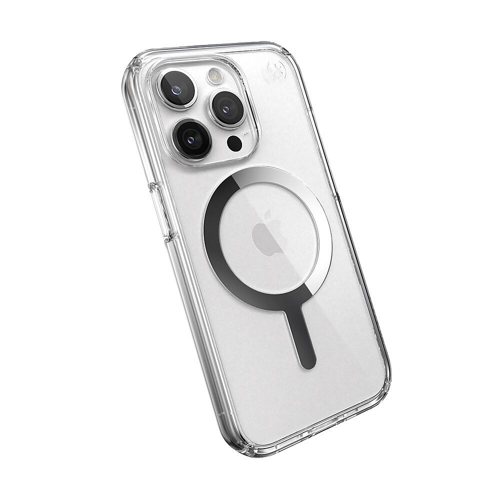 Alt View 2. Speck - Presidio Perfect-Clear Case with MagSafe for Apple iPhone 15 Pro - Clear/Chrome.