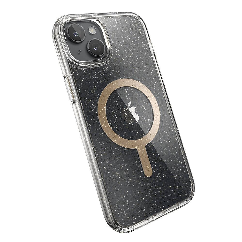Alt View 2. Speck - Presidio Lux Case with MagSafe for Apple iPhone 15 Plus/14 Plus - Clear/Gold Glitter.