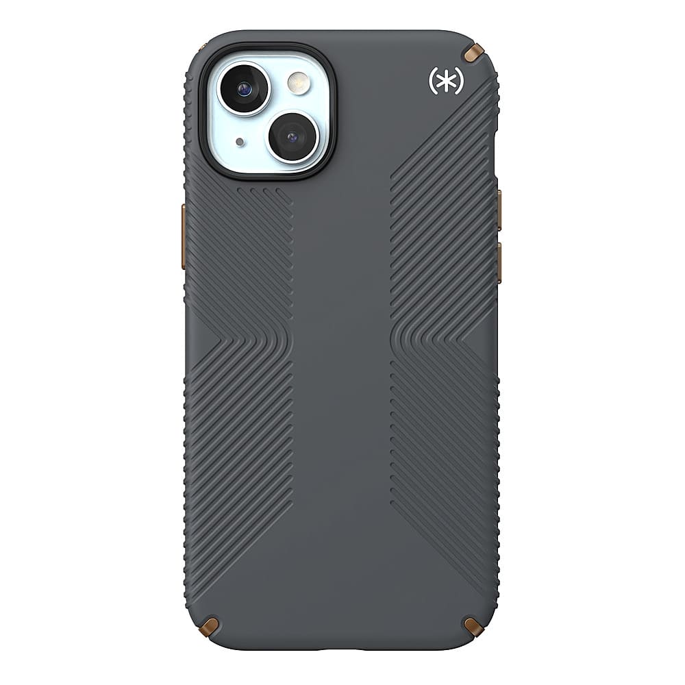 Front. Speck - Presidio2 Grip Case for Apple iPhone 15 Plus/14 Plus - Charcoal Gray.