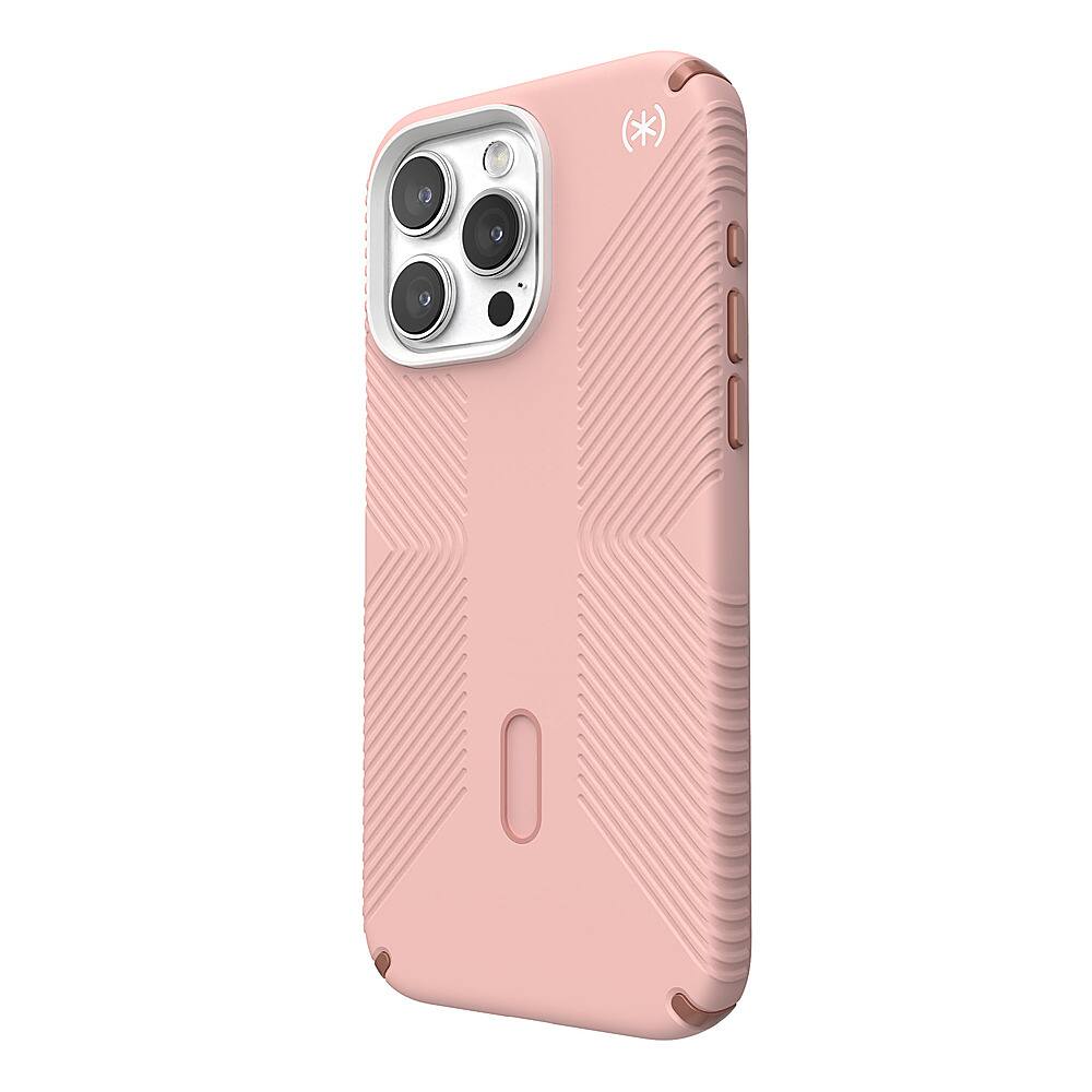 Left. Speck - Presidio2 Grip ClickLock Case with MagSafe for Apple iPhone 15 Pro Max - Dahlia Pink.