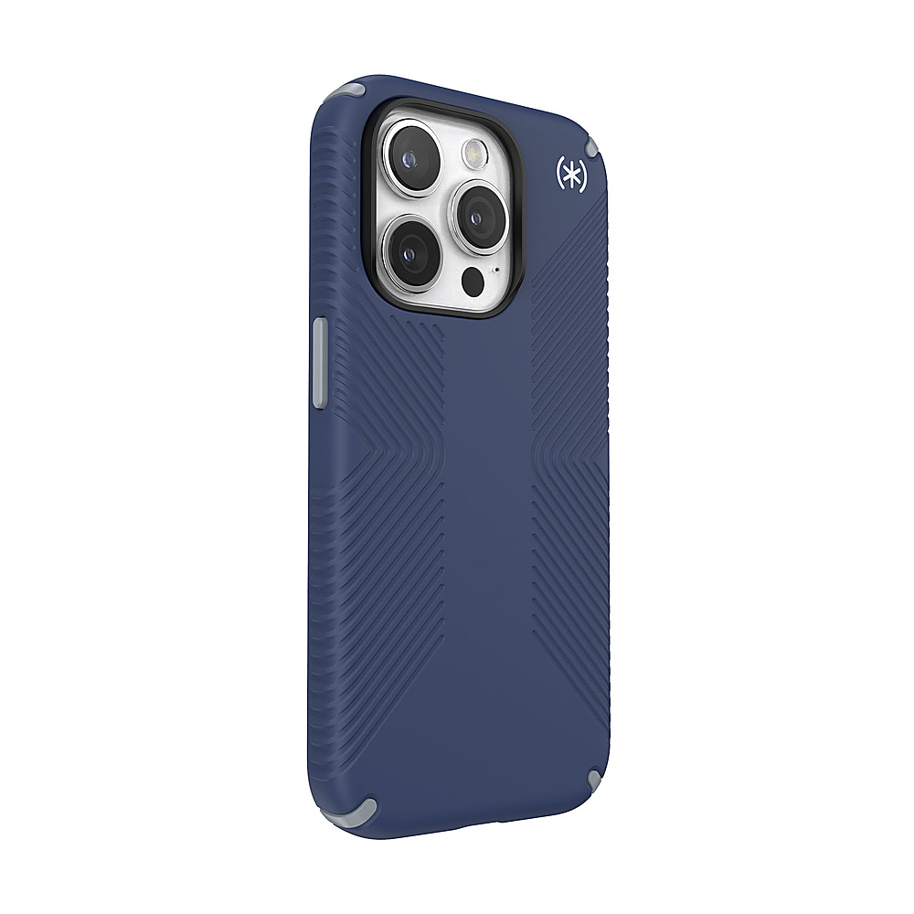 Angle View: Speck - Presidio2 Grip Case with MagSafe for Apple iPhone 15 Pro - Coastal Blue