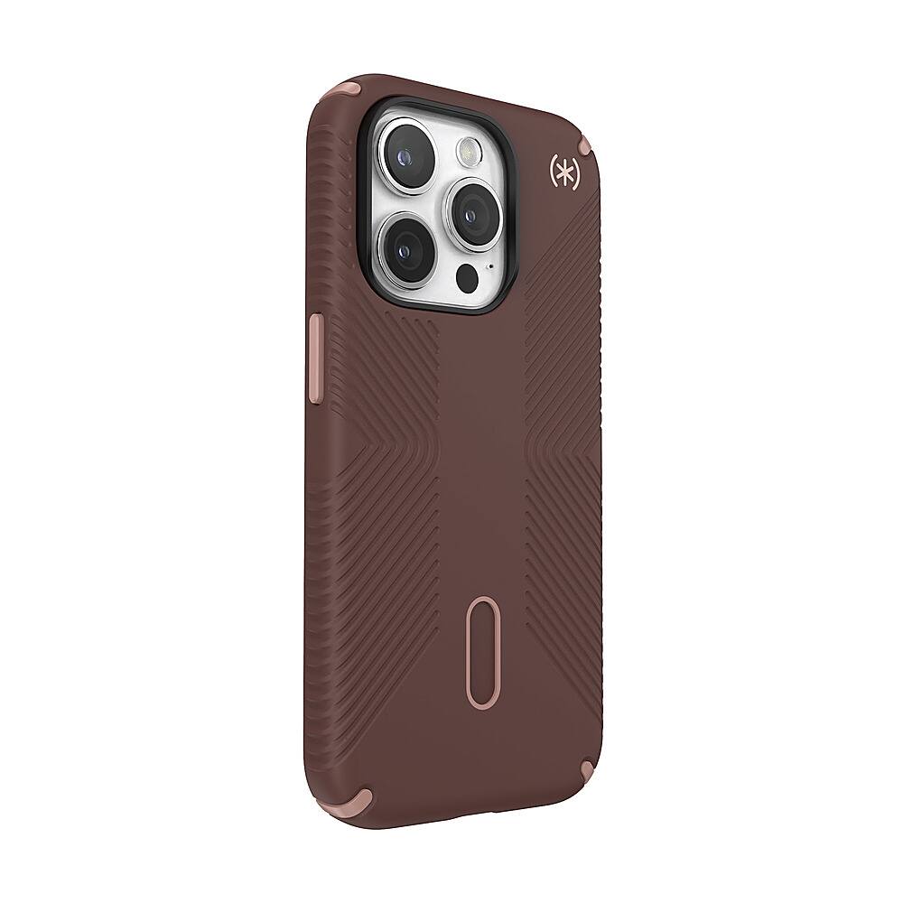 Angle. Speck - Presidio2 Grip ClickLock Case with MagSafe for Apple iPhone 15 Pro - New Planet.