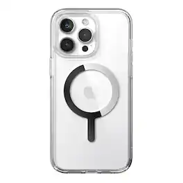 Speck - Presidio Perfect-Clear Case with MagSafe for Apple iPhone 15 Pro Max, Wireless Charging, 13ft Drop Protection - Clear/Chrome