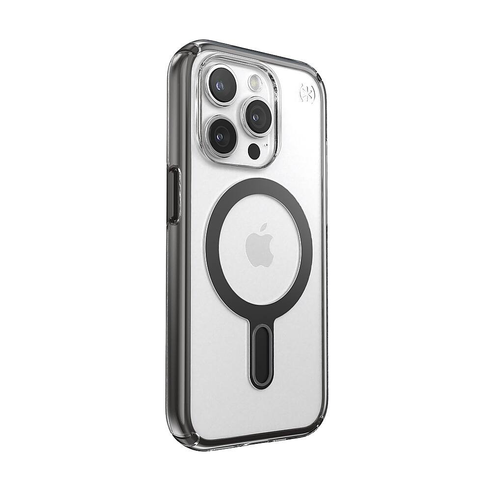 Angle. Speck - Presidio Perfect-Clear ClickLock Case with MagSafe for Apple iPhone 15 Pro - Clear/Black.