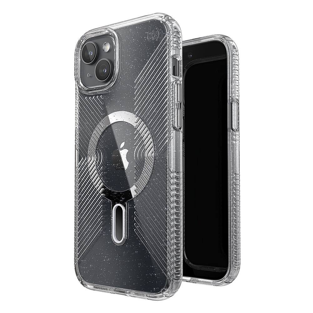Alt View 1. Speck - Presidio Lux Grip ClickLock Case with MagSafe for Apple iPhone 15 Plus/14 Plus - Clear/Glitter.