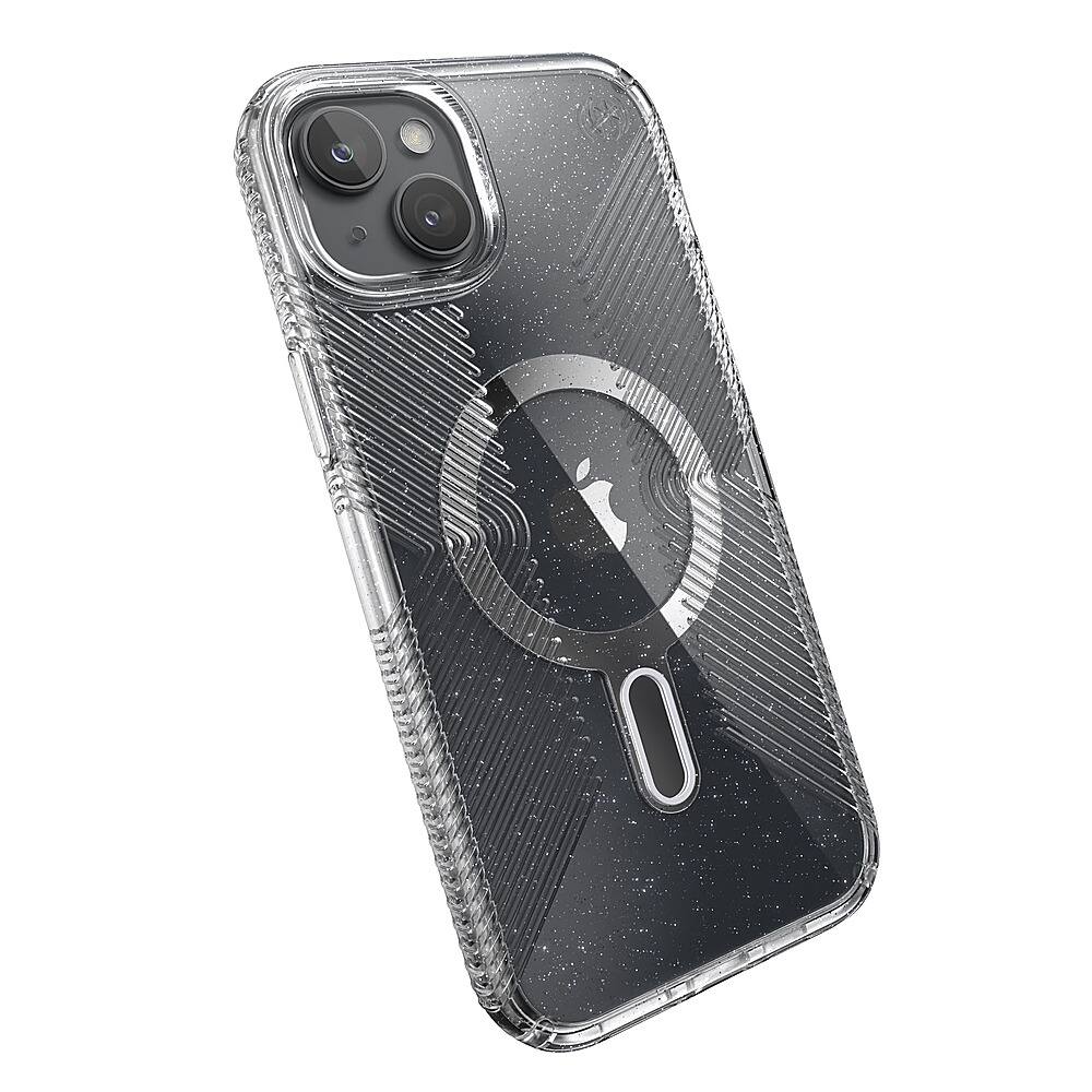 Alt View 2. Speck - Presidio Lux Grip ClickLock Case with MagSafe for Apple iPhone 15 Plus/14 Plus - Clear/Glitter.