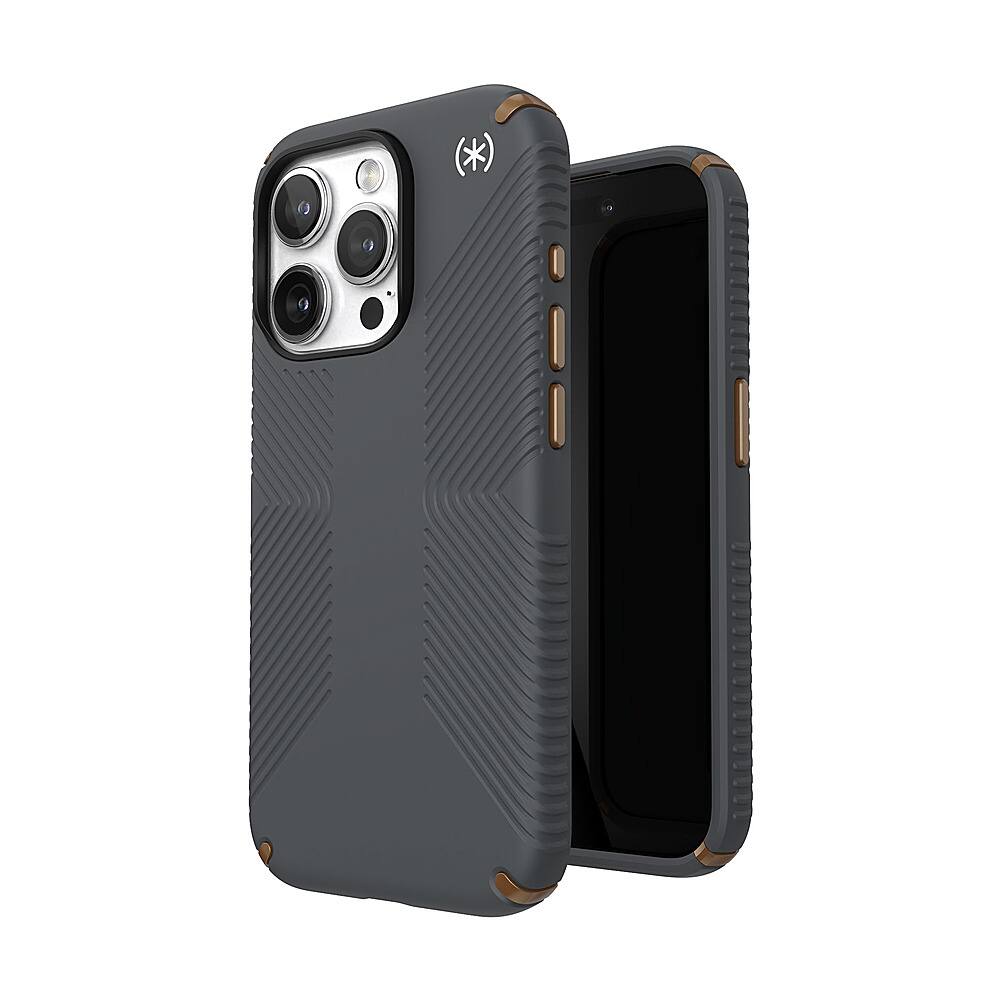 Alt View 1. Speck - Presidio2 Grip Case for Apple iPhone 15 Pro - Charcoal Gray.