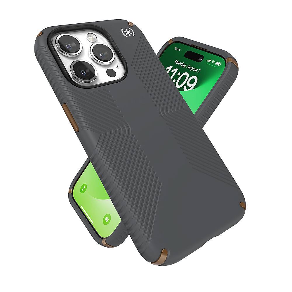 Alt View 3. Speck - Presidio2 Grip Case for Apple iPhone 15 Pro - Charcoal Gray.