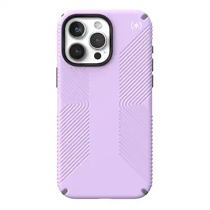 Front. Speck - Presidio2 Grip Case with MagSafe for Apple iPhone 15 Pro Max - Spring Purple.