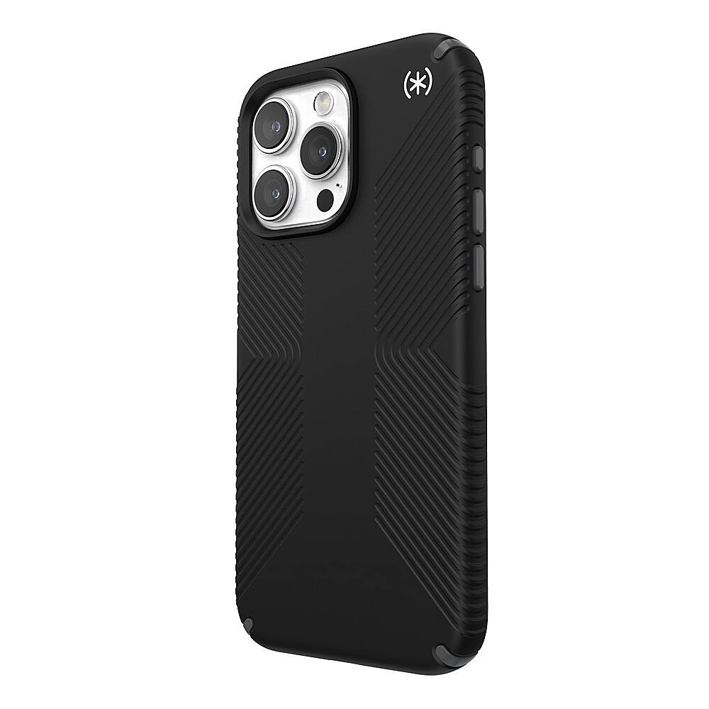 Left. Speck - Presidio2 Grip Case for Apple iPhone 15 Pro Max - Black.