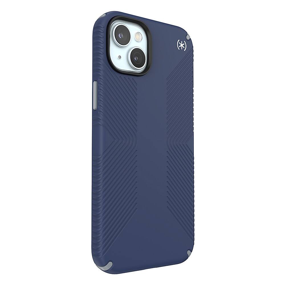Angle. Speck - Presidio2 Grip Case for Apple iPhone 15 Plus/14 Plus - Coastal Blue.