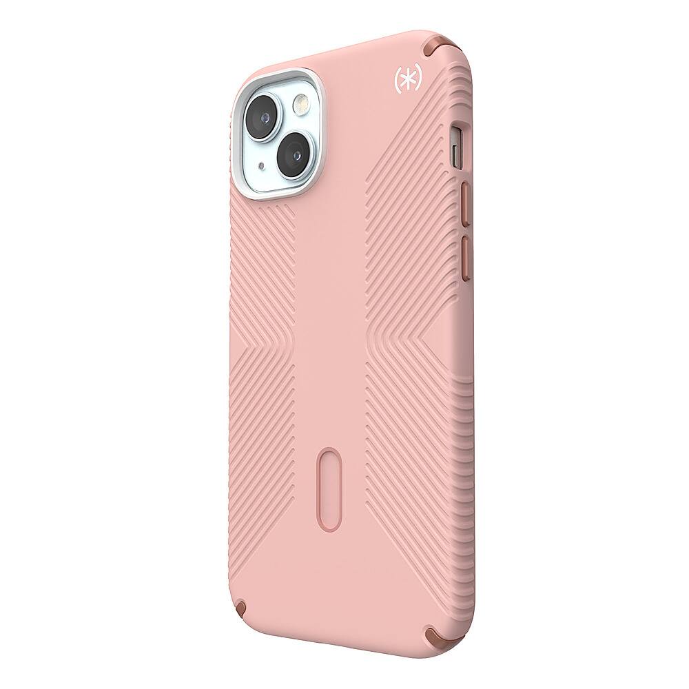 Left. Speck - Presidio2 Grip ClickLock Case with MagSafe for Apple iPhone 15 Plus/14 Plus - Dahlia Pink.