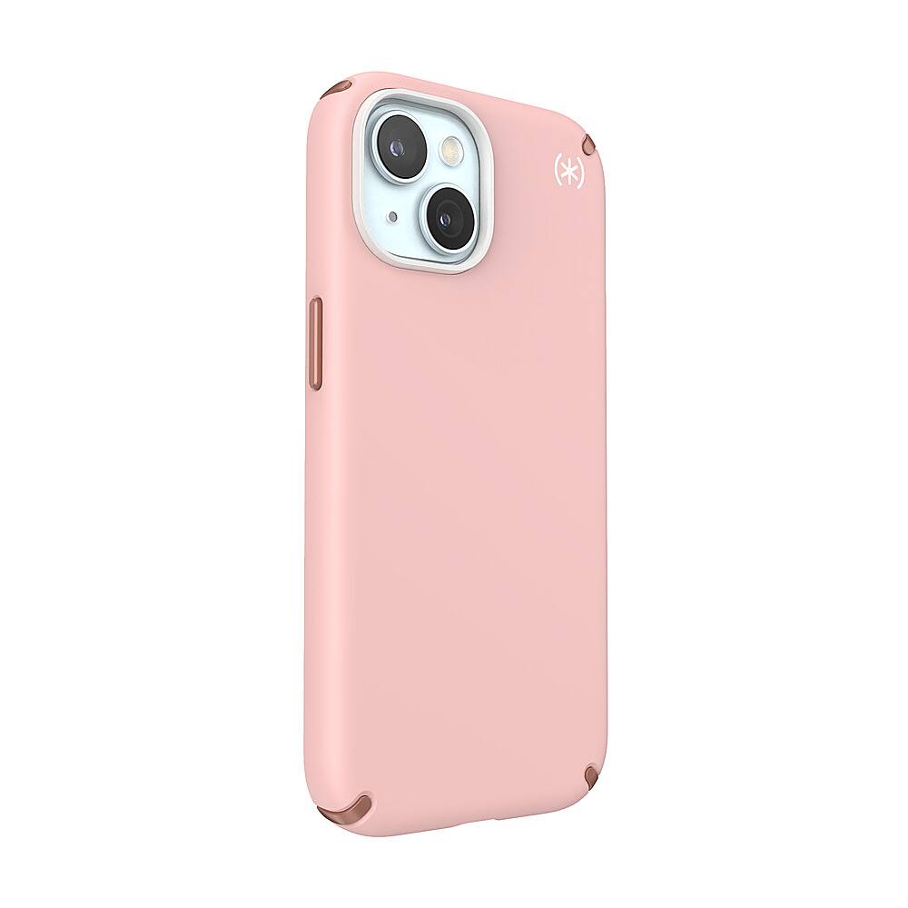 Angle. Speck - Presidio2 Pro Case with MagSafe for Apple iPhone 15/14/13 - Dahlia Pink.