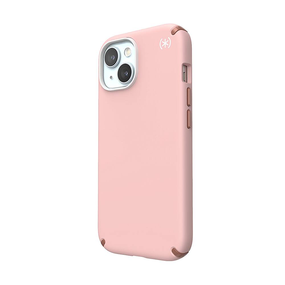 Left. Speck - Presidio2 Pro Case with MagSafe for Apple iPhone 15/14/13 - Dahlia Pink.