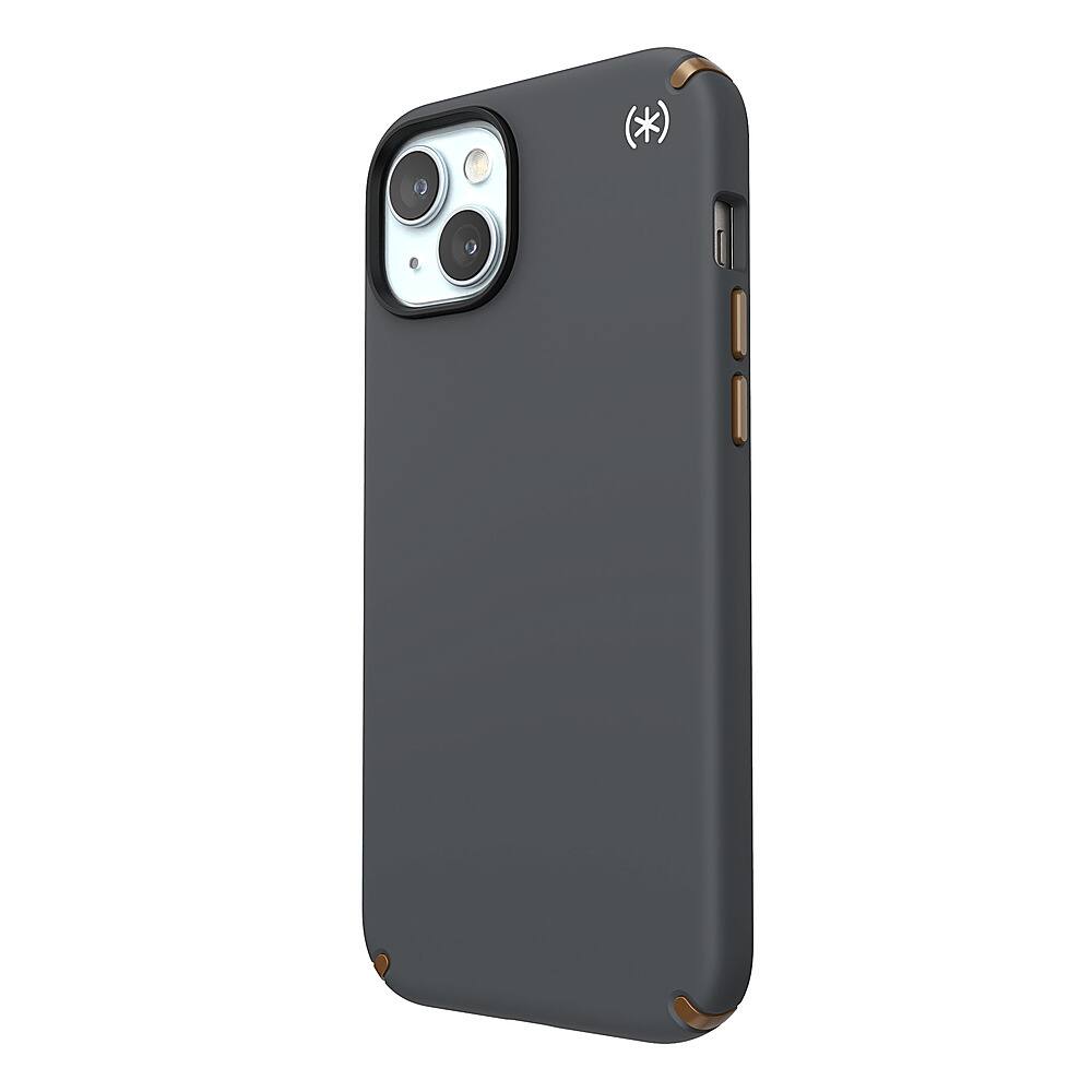 Left. Speck - Presidio2 Pro Case for Apple iPhone 15 Plus/14 Plus - Charcoal Gray.