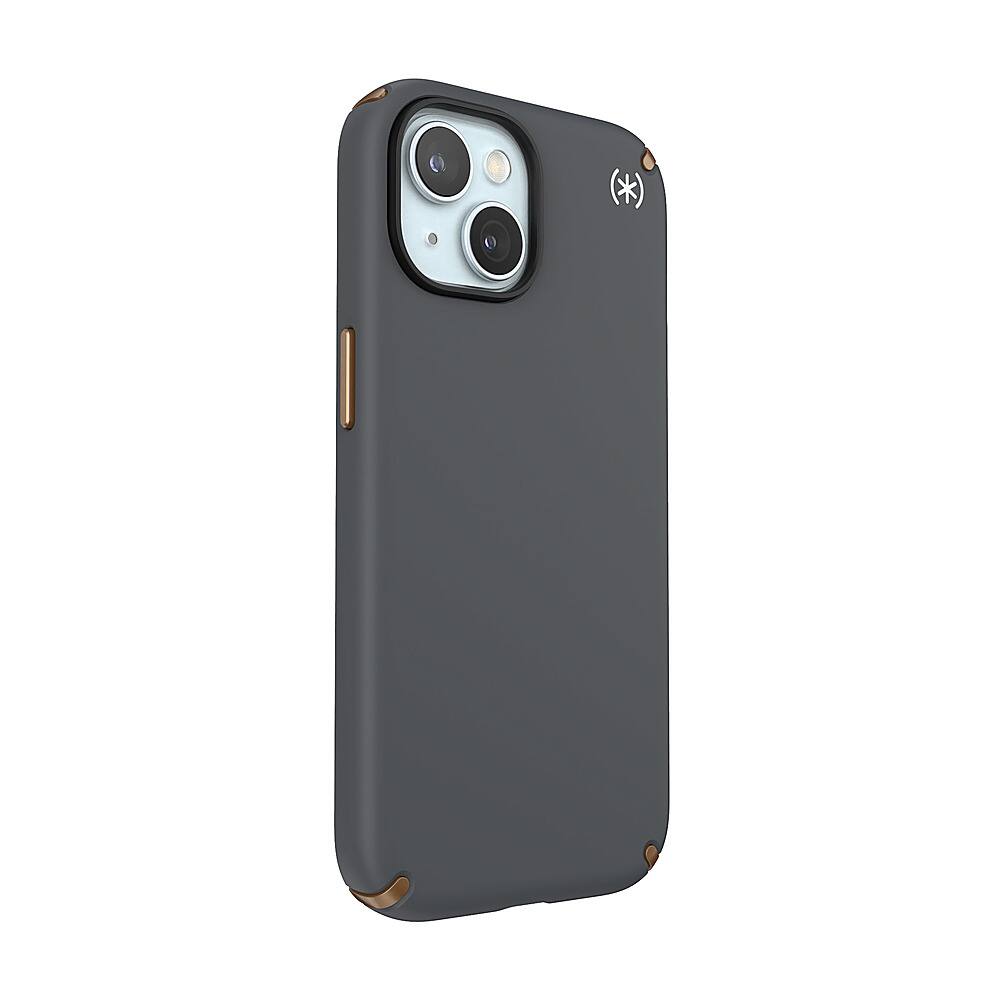 Angle. Speck - Presidio2 Pro Case with MagSafe for Apple iPhone 15/14/13 - Charcoal Gray.