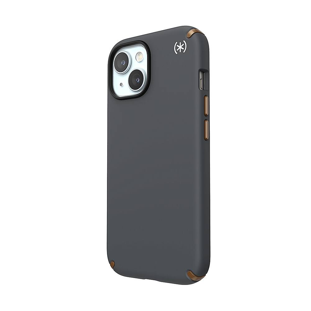 Left. Speck - Presidio2 Pro Case with MagSafe for Apple iPhone 15/14/13 - Charcoal Gray.