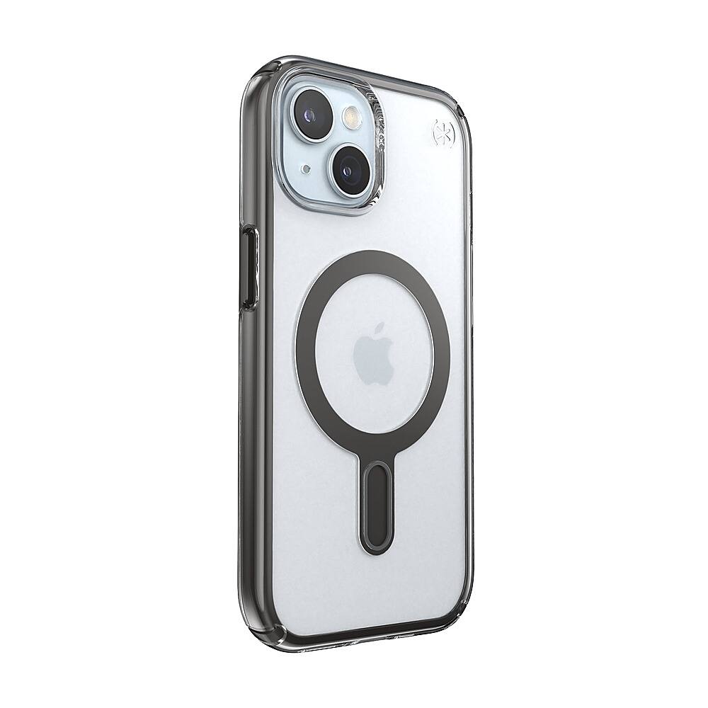 Angle. Speck - Presidio Perfect-Clear ClickLock Case with MagSafe for Apple iPhone 16e/15/14/13 - Clear/Black.